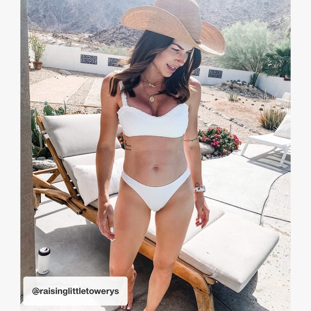 Stoney Clover Lane x Target White Swimsuit Small Textured Scoop